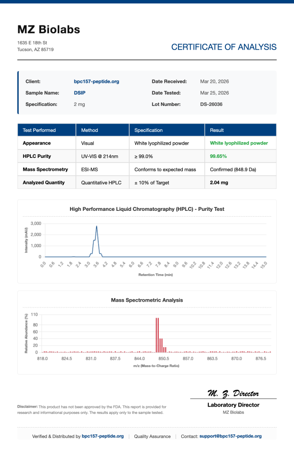 COA_DSIP_DS-26036 DSIP (Delta Sleep-Inducing Peptide) | 2mg - 15mg Vials | >99% Purity Sleep Peptide