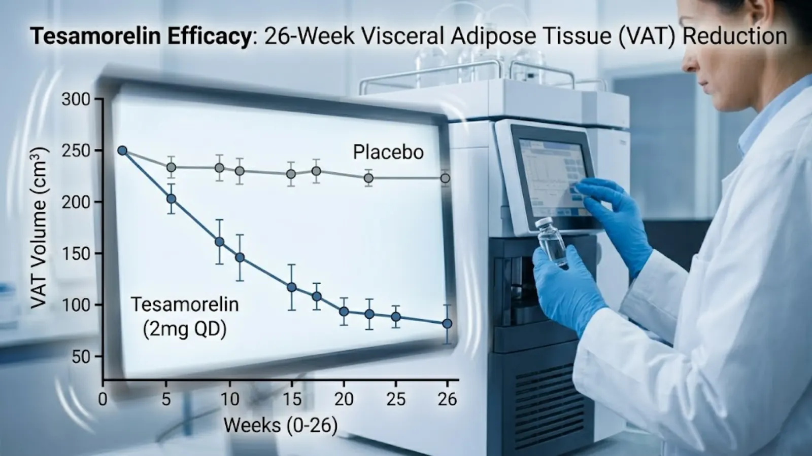 Clinical Graph: Tesamorelin 26-Week VAT Reduction