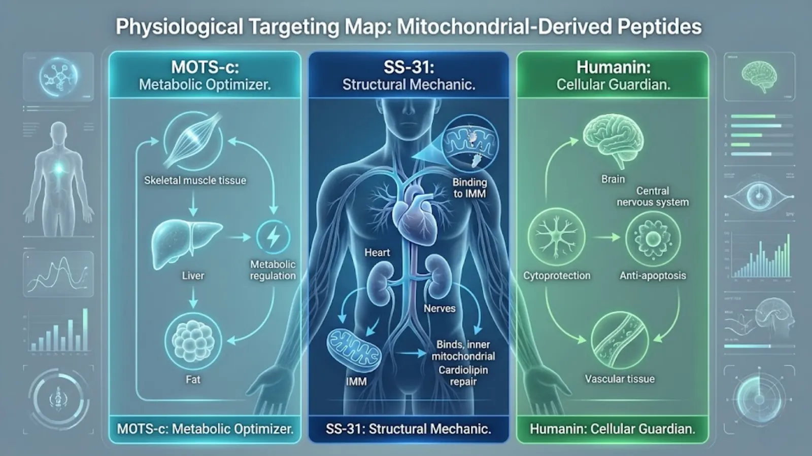 Physiological Targeting Map of MOTS-c, SS-31, and Humanin