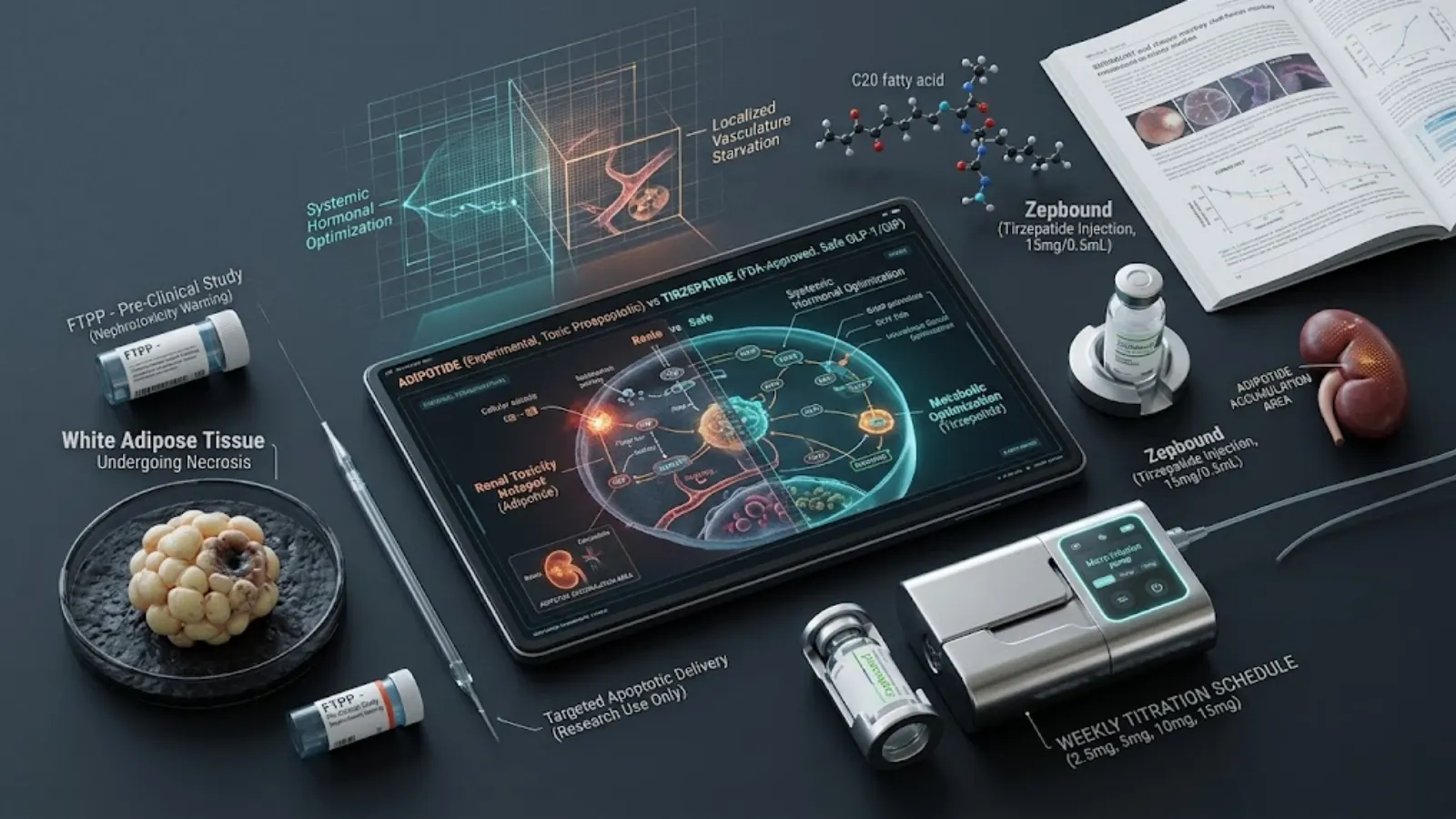 Advanced Biohacking Flat Lay featuring Peptide protocols