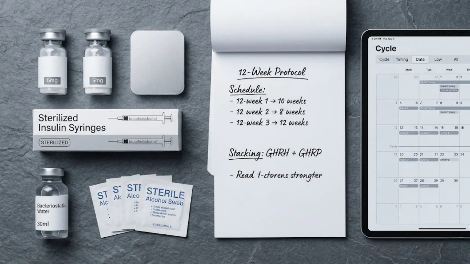 Biohacking peptide optimization flat lay