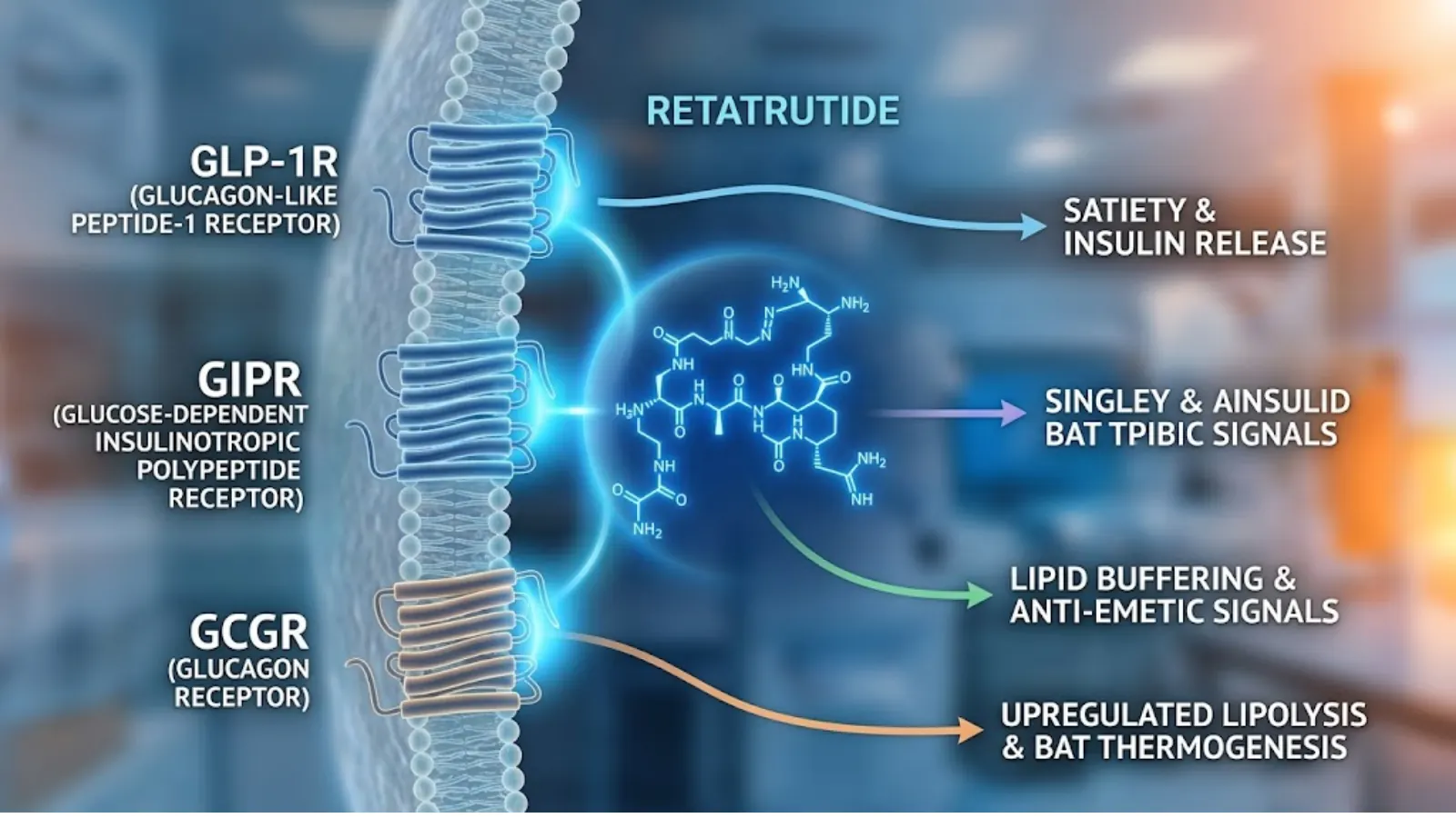 Conceptual Molecular Mechanism of Retatrutide (GLP-3) Triple Agonist