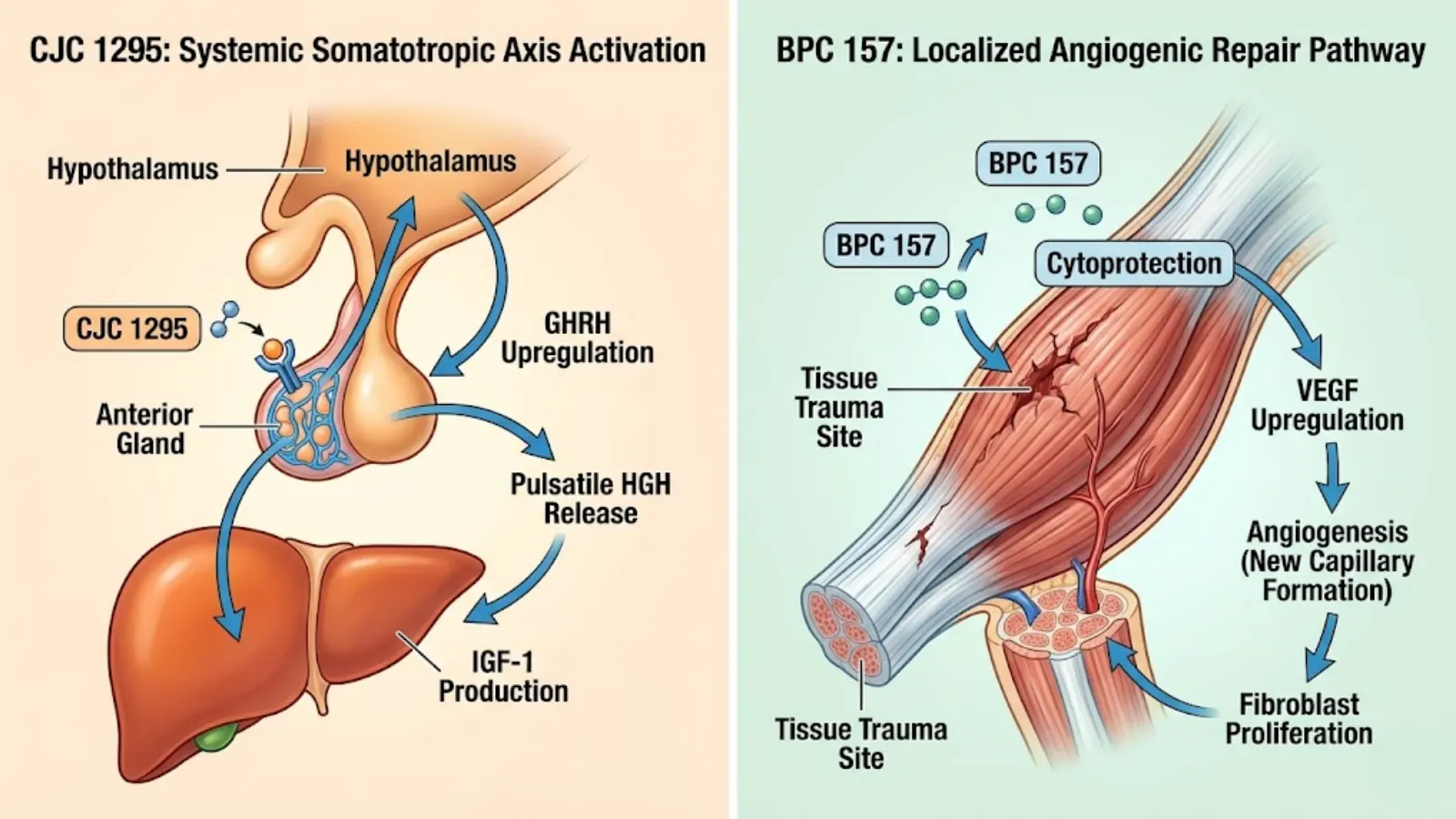 Conceptual molecular mechanism of CJC 1295 and BPC 157