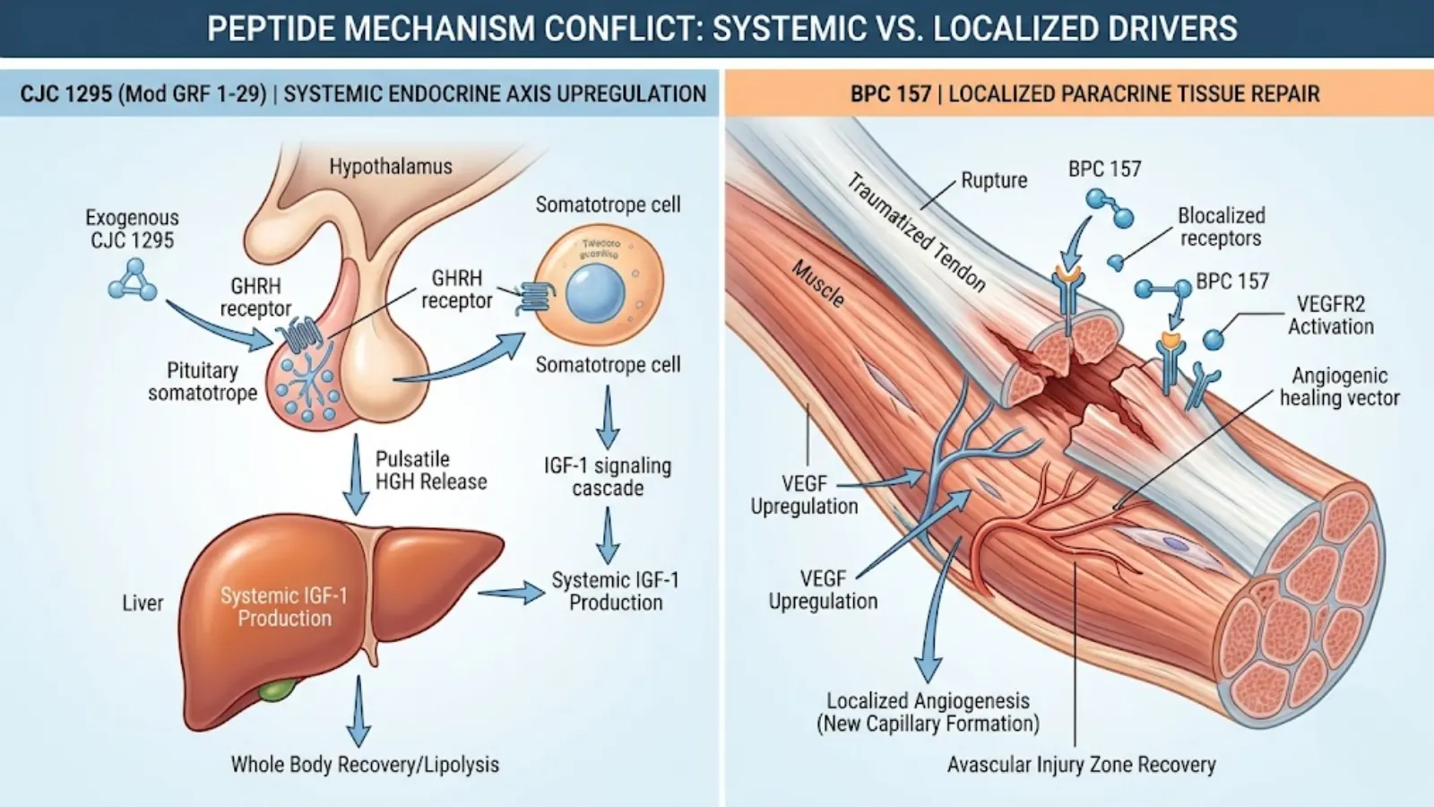 Physiological targeting map of CJC 1295 vs BPC 157