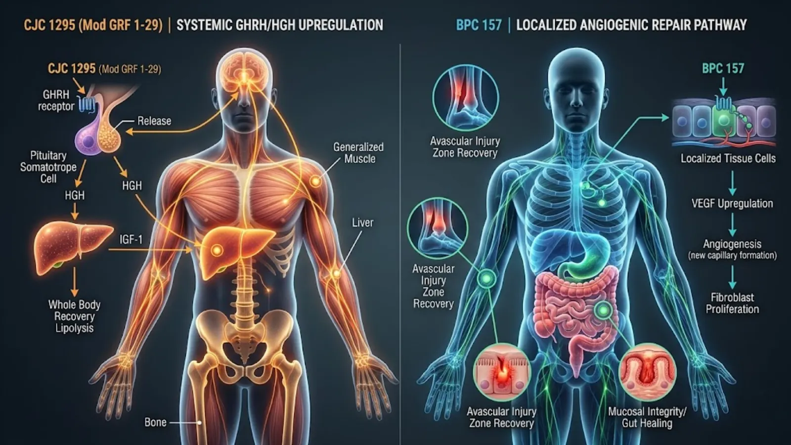 Advanced biohacking optimization stack featuring CJC 1295 and BPC 157