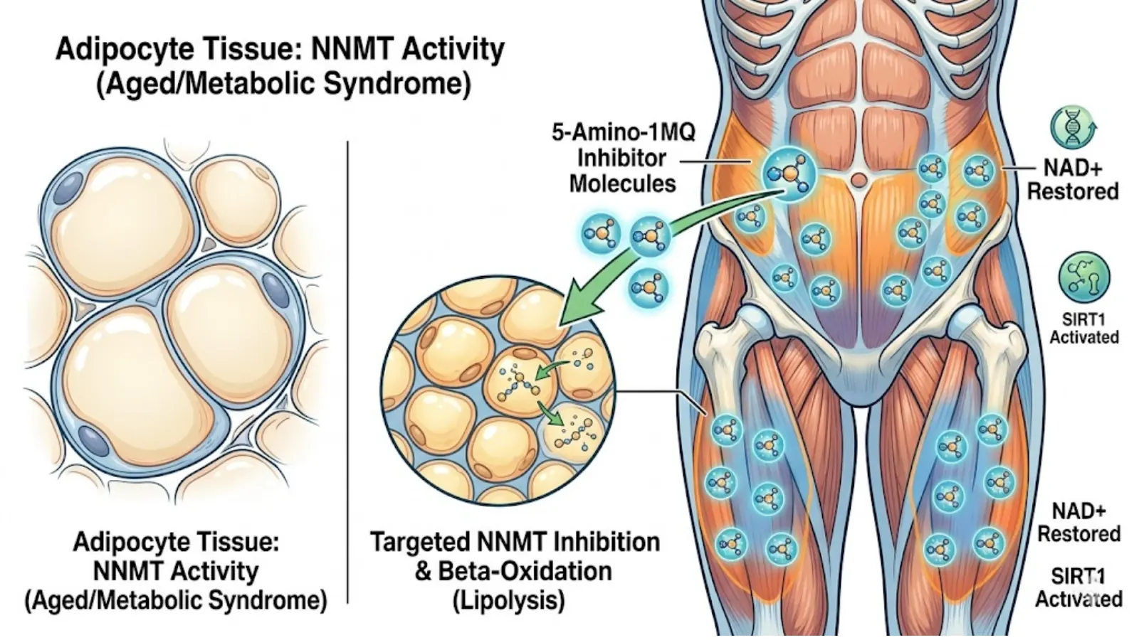 Physiological Targeting Map of Adipocyte Tissue and NNMT Inhibition