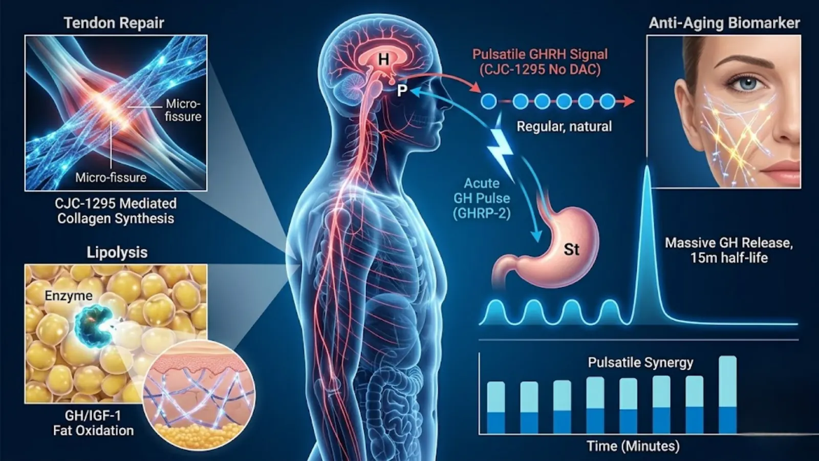 Physiological targeting map of synergistic peptide effects