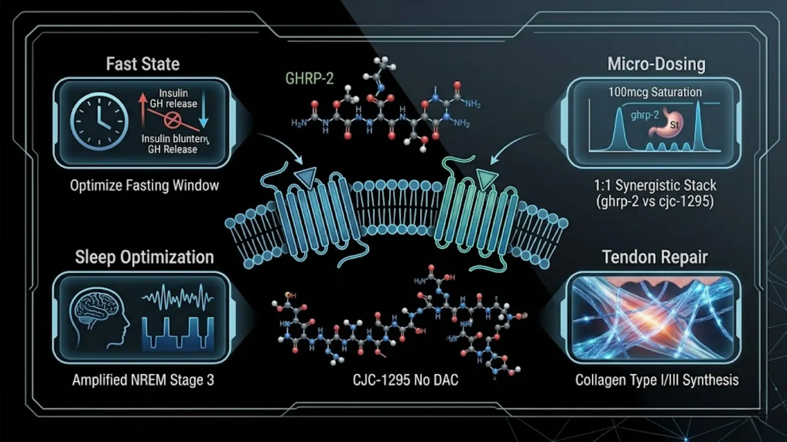 Advanced biohacking protocol visualization flat lay